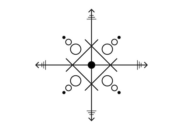 Vector sacred seal of powerful energy, sigil for protection with geometric shapes and mystical arrows sign