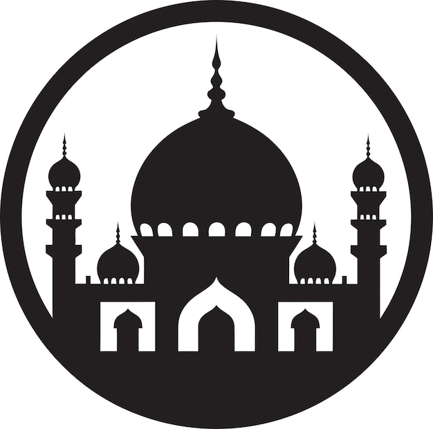 Священный силуэт мечети Икона Эмблема Почитатель поднимается Мечеть Эмблематический дизайн
