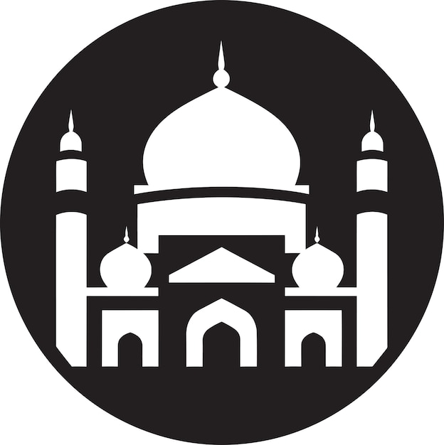 Sacra simmetria moschea logo design rifugio spirituale emblematico moschea vettore