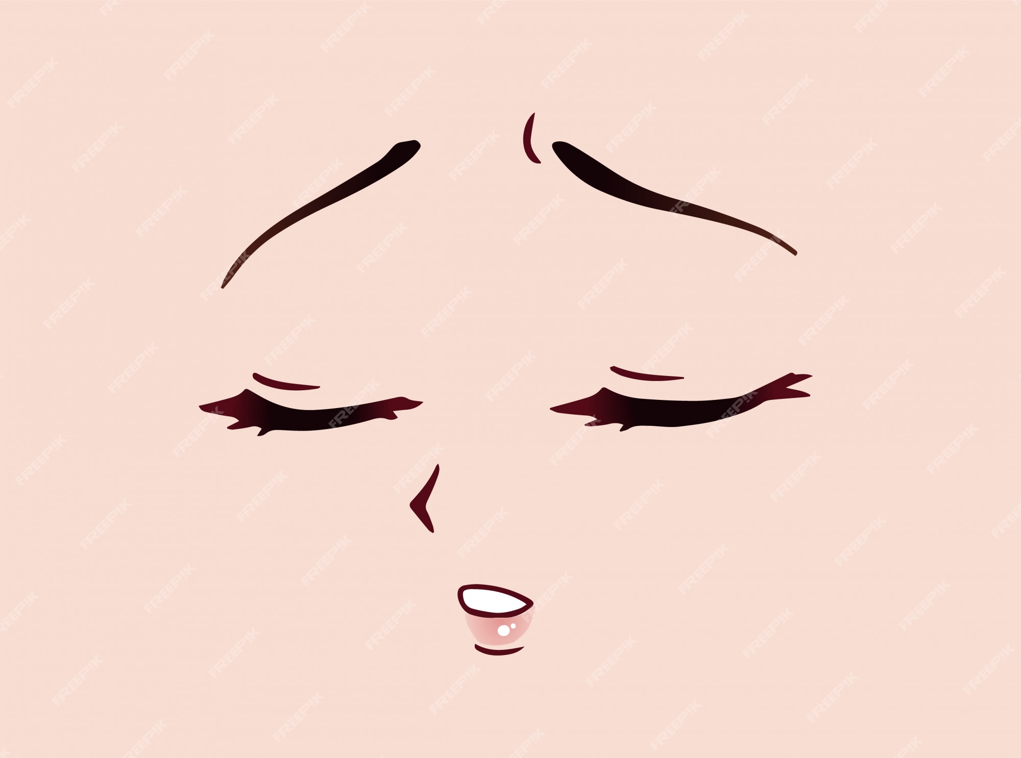 Sad anime face. Manga style closed eyes, little - Stock Illustration  [65574745] - PIXTA