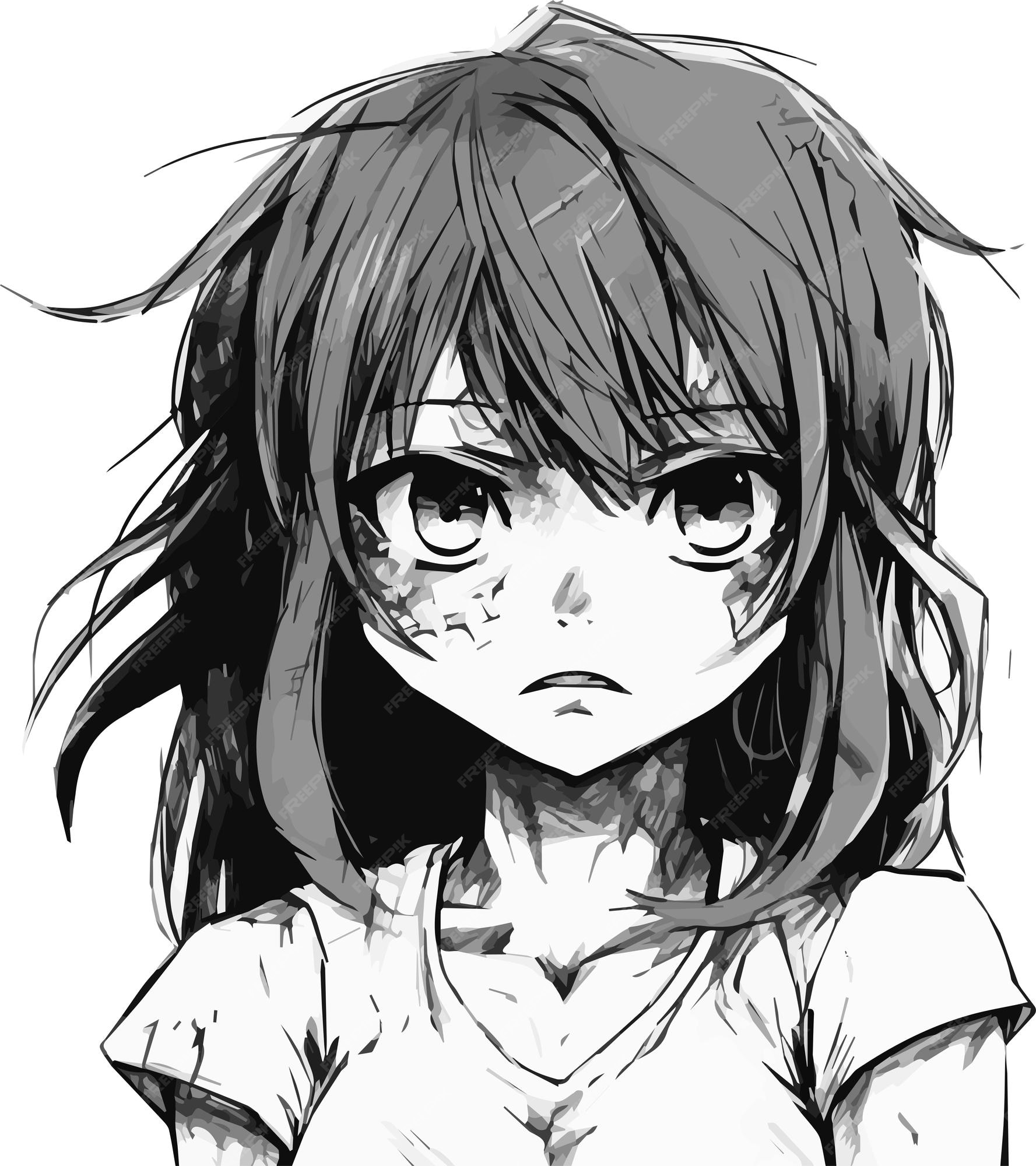 Premium Vector  Sad anime girl.