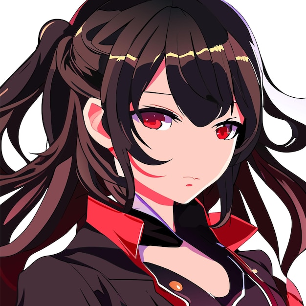 Premium Vector  Sad beautiful anime girl with brown hair and red eyes