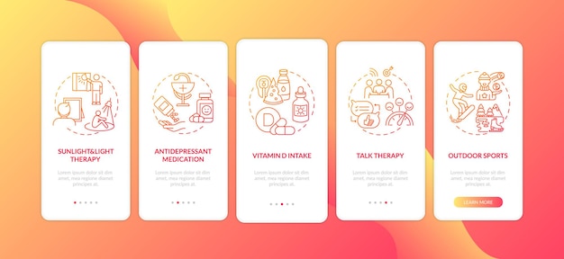 Sad-behandeling onboarding mobiele app-paginascherm met concepten