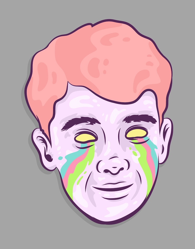 Vector sad boy crying rainbow vector illustration