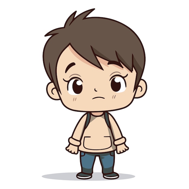 Sad Boy Cute Cartoon Vector IllustrationAAA