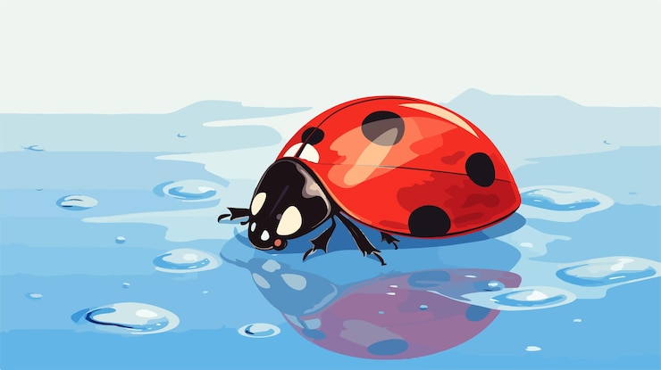 Vector sad cartoon ladybug illustration