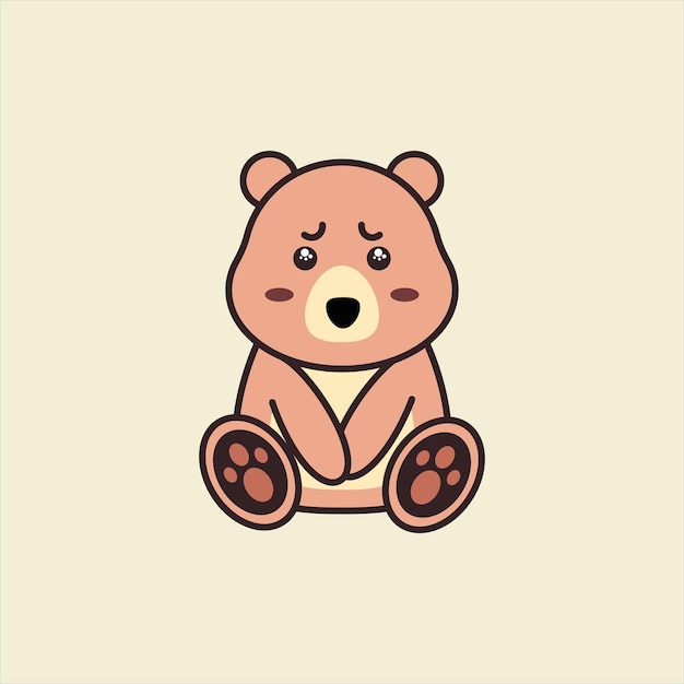 sad cute bear vector