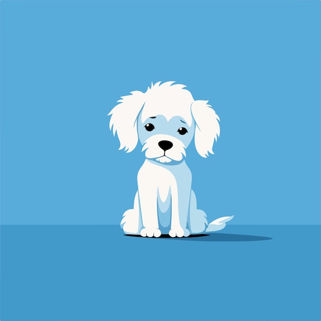 Sad dog on blue background