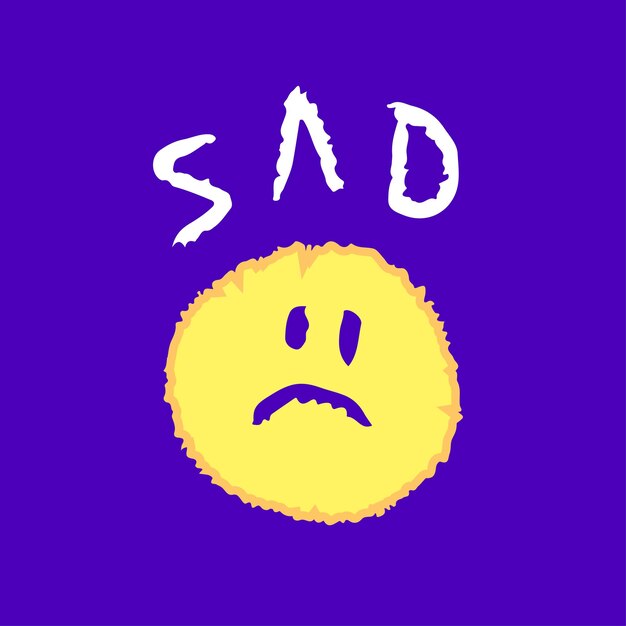 Vector sad emoji cartoon, illustration for t-shirt, sticker, or apparel merchandise.