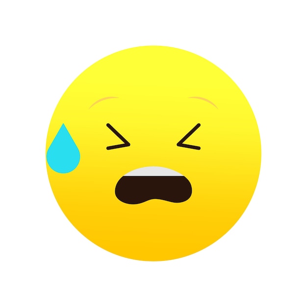 Sad emoji single tear Crying face expression Grief emoticon sorrow Vector illustration EPS 10