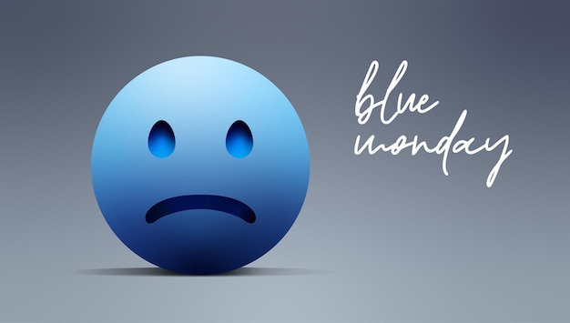 Vector sad emoticon blue monday illustration