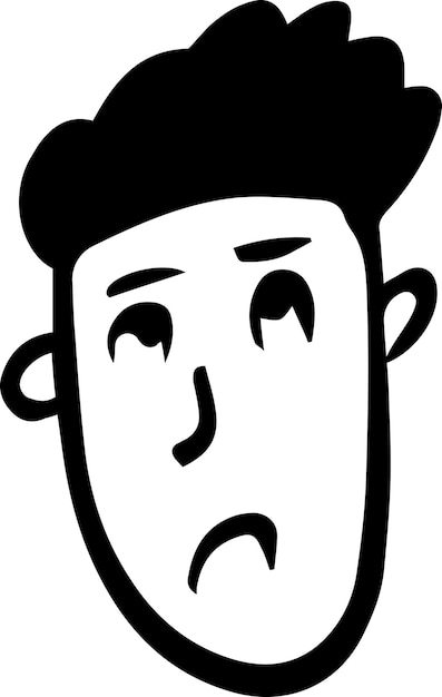 Vector sad face line illustration