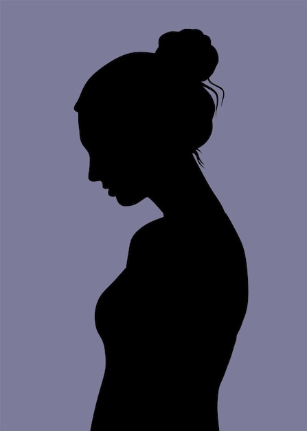 Triste ragazza silhouette nera visualizzazione del profilo