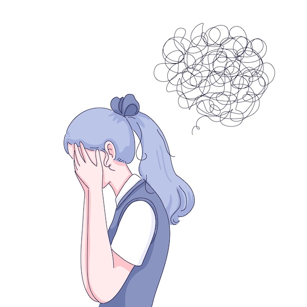 Sad girl cartoon illustration