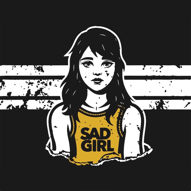 Vector sad girl stretwear and edgy logos