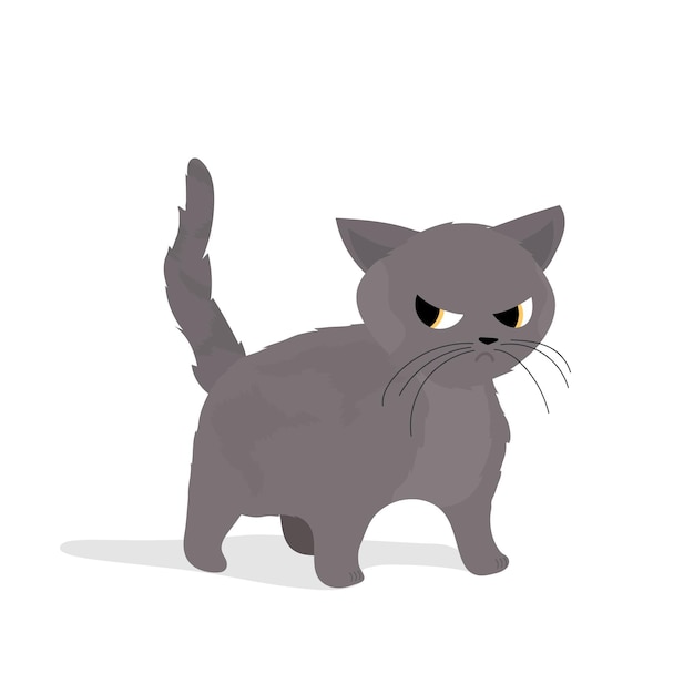 Vector sad gray cat. suitable for stickers and postcards. isolated. vector.