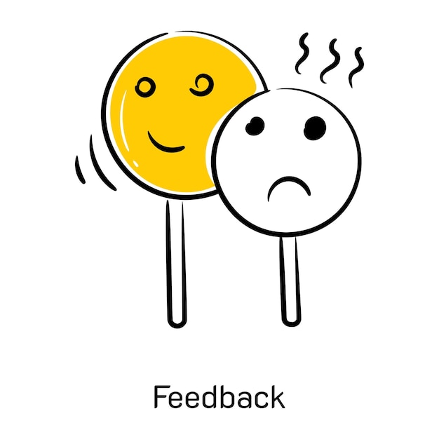 Sad and happy smiley concept of feedback doodle icon