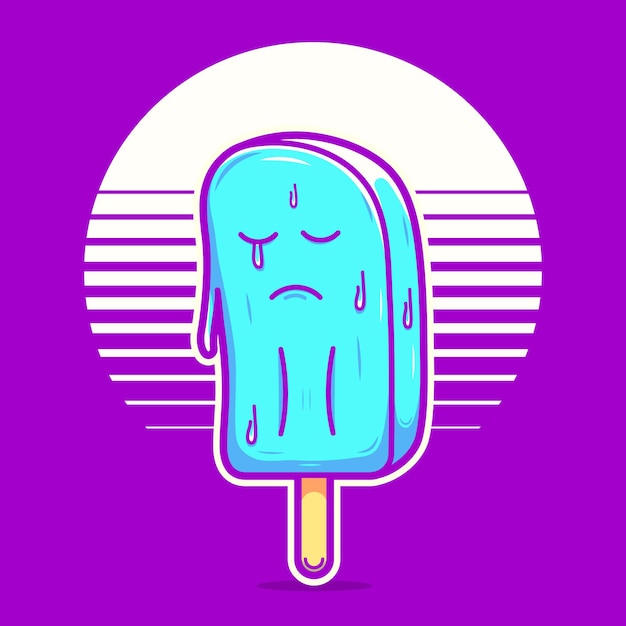 Sad ice cream art cartoon