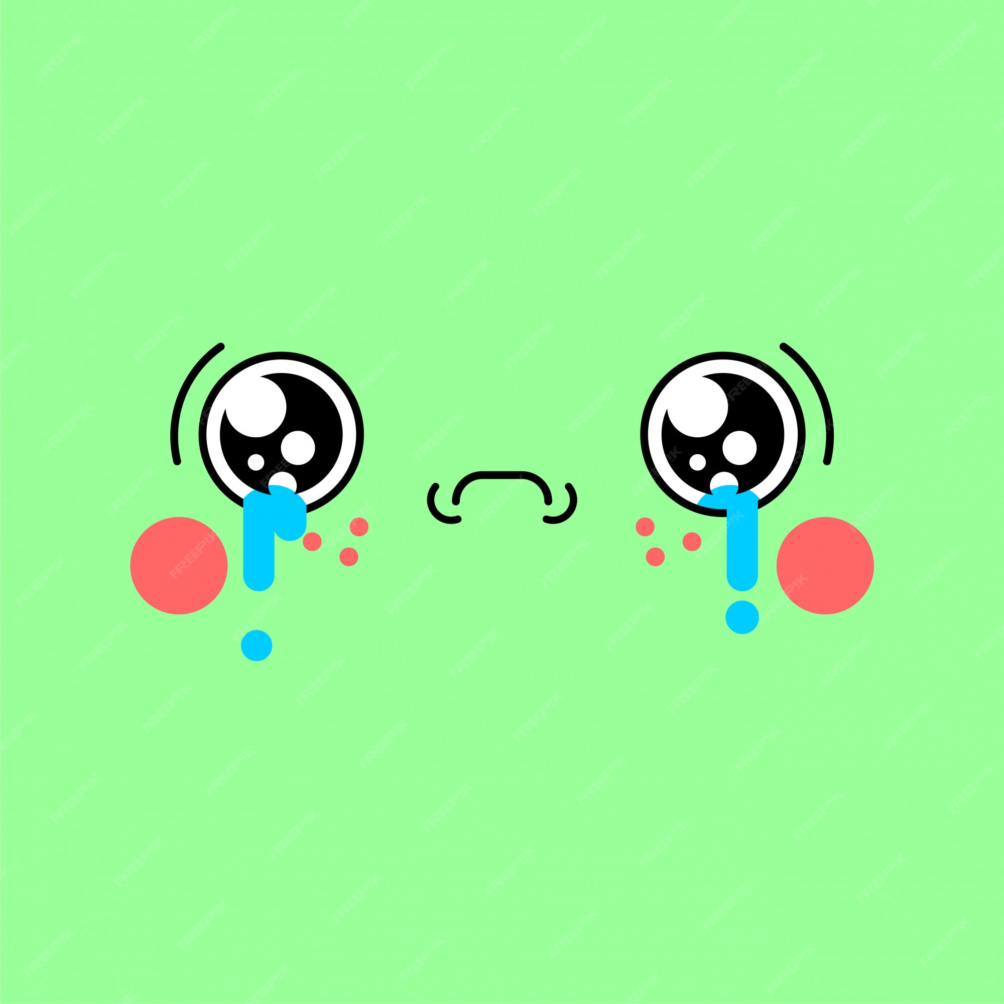 Premium Vector | Sad kawaii face cute cartoon. funny crying