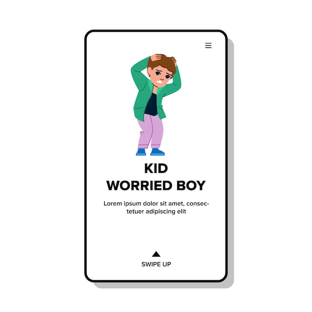 sad kid worried boy vector unhappy childhood alone cry cute student sad kid worried boy web flat cartoon illustration