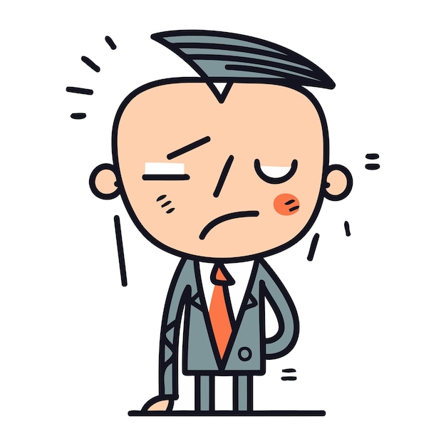 Sad man cartoon character vector illustration businessman angry face cartoon person