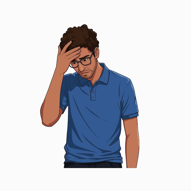 sad man cartoon illustration depressed worrying stressed