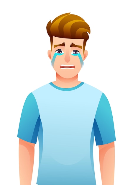 Sad man crying vector illustration