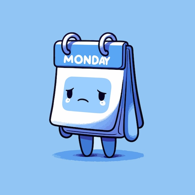 Sad Monday Calendar Blue Day Mood Illustration