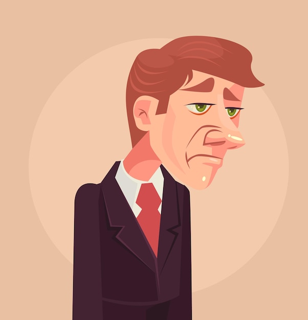 sad office worker man character