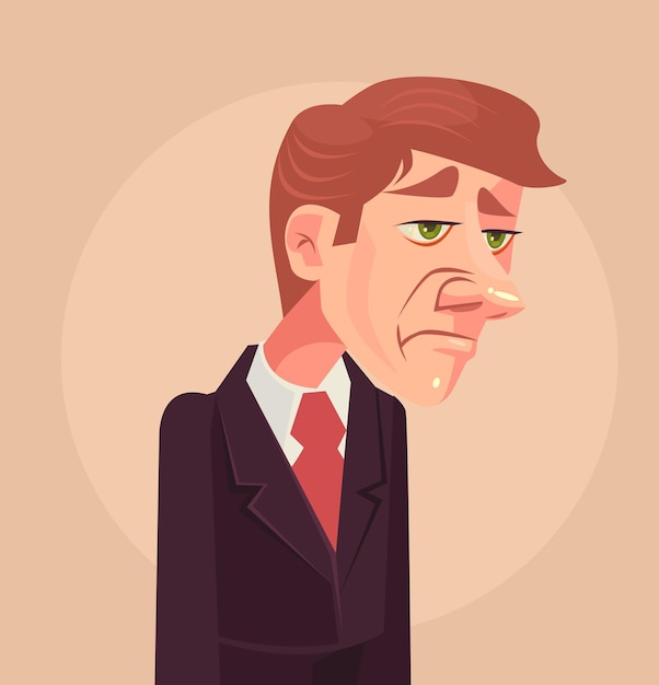 Sad office worker man character