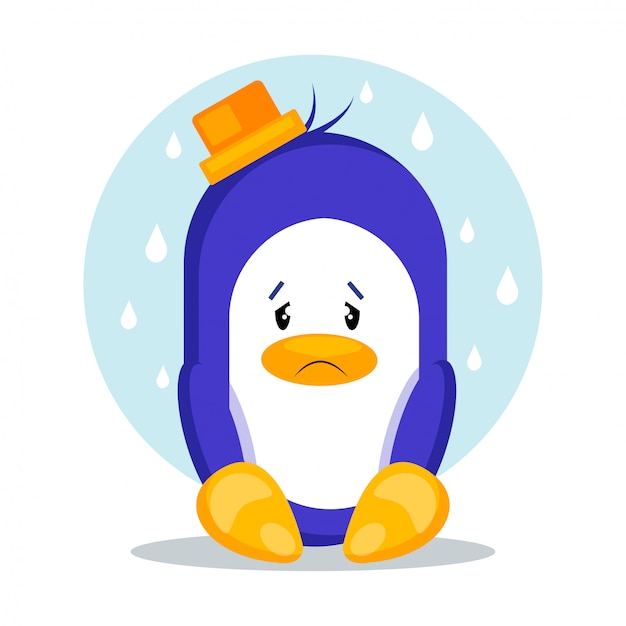 Vector sad penguin vector illustration