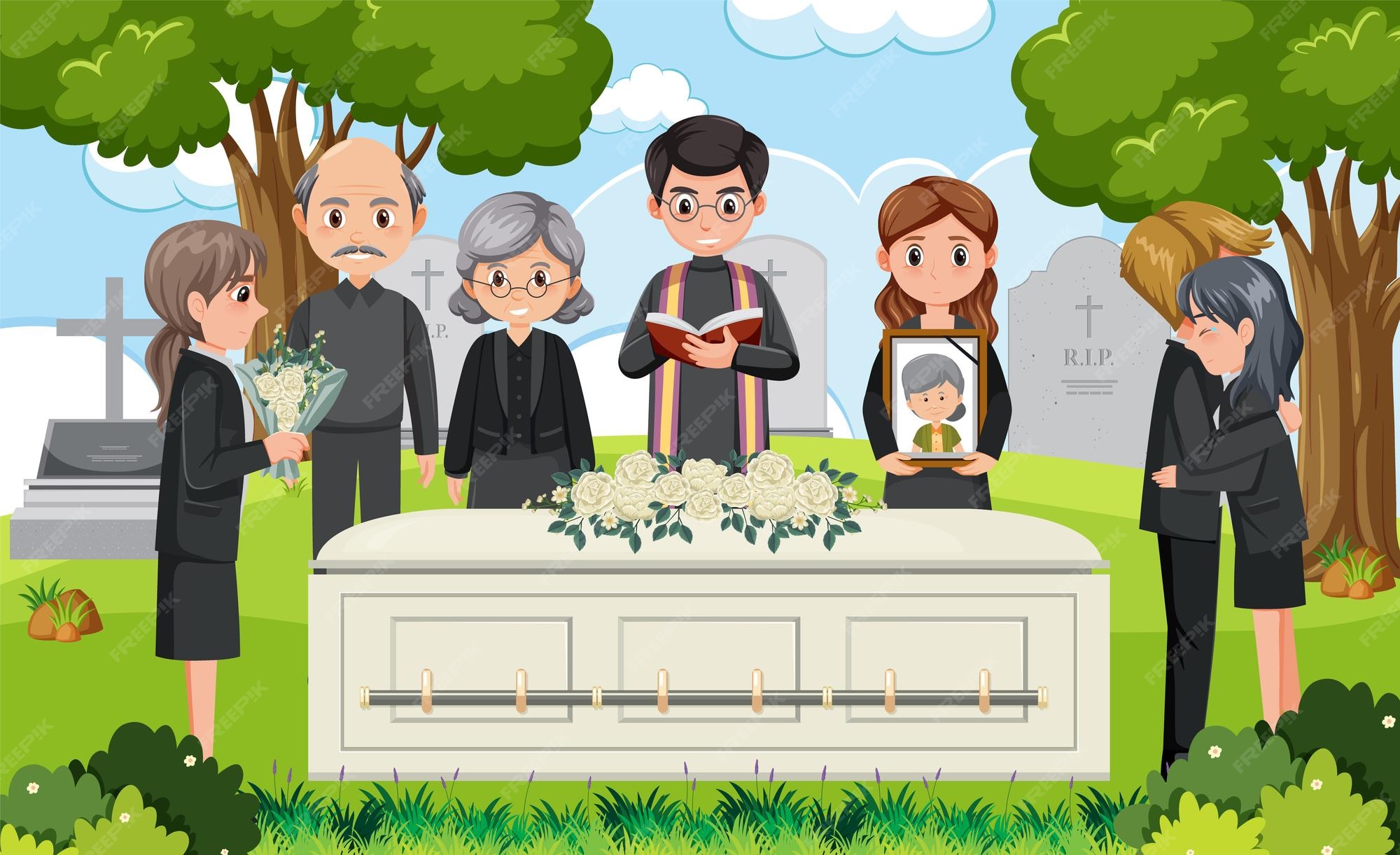 Premium Vector Sad People At Funeral Ceremony premium-vector-sad-people-at-funeral-ceremony