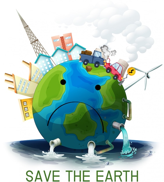 Sad polluted save the earth poster