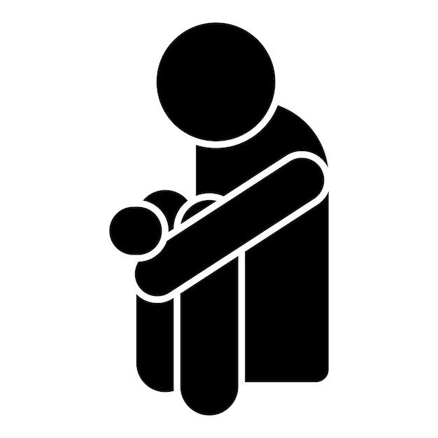 Vector sad pose symbol simple stickman hugging knee schematic representation of a person black silhouett