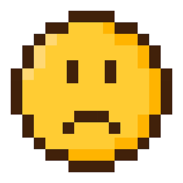 Sad smile pixel art style Vector icon