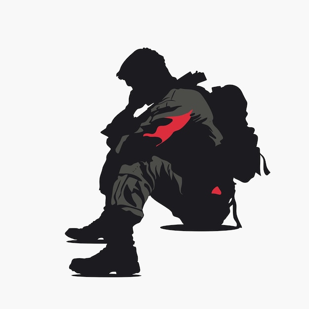 Vector sad_soldiers_troop_silhouette_vector_military