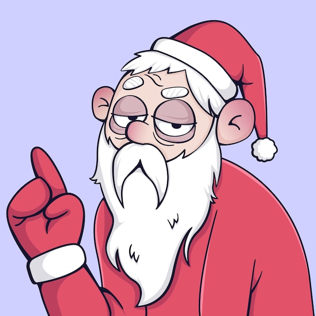 Vector sad and tired santa claus