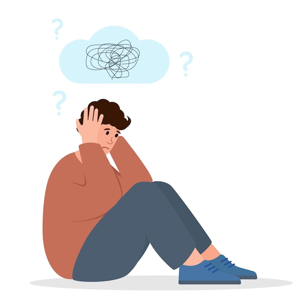 Triste uomo infelice crisi sindrome da burnout problemi di relazione depressione stress mente problema di salute