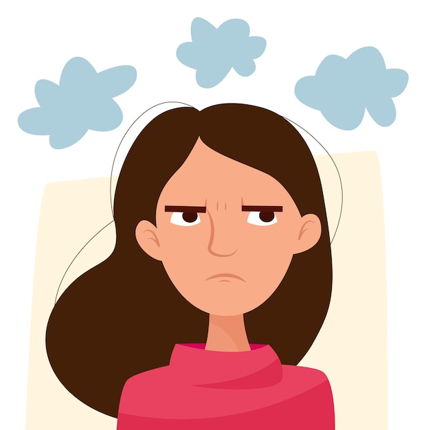 Sad unhappy woman Cartoon flat vector