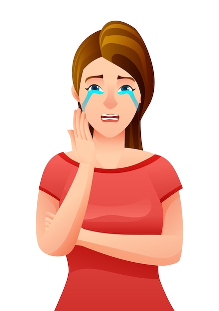 Sad woman crying vector illustration