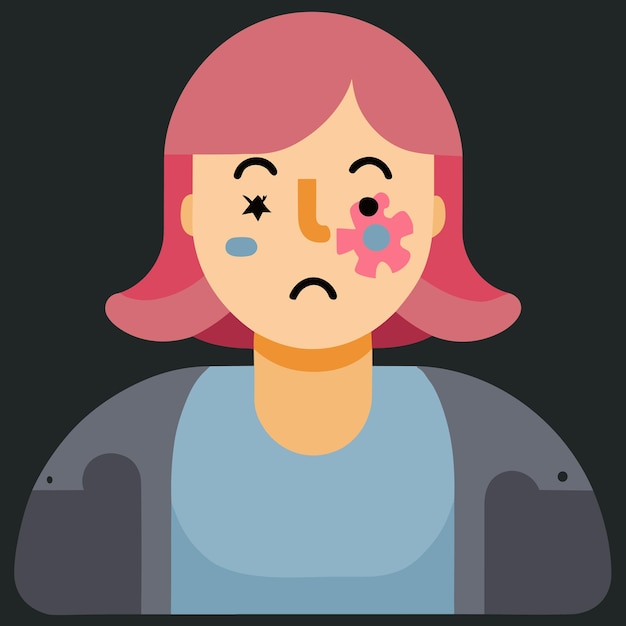 A sad woman illustration depressed sick generative ai