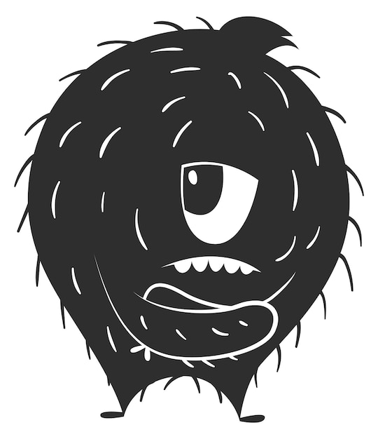 Sad yeti character cute monster black silhouette