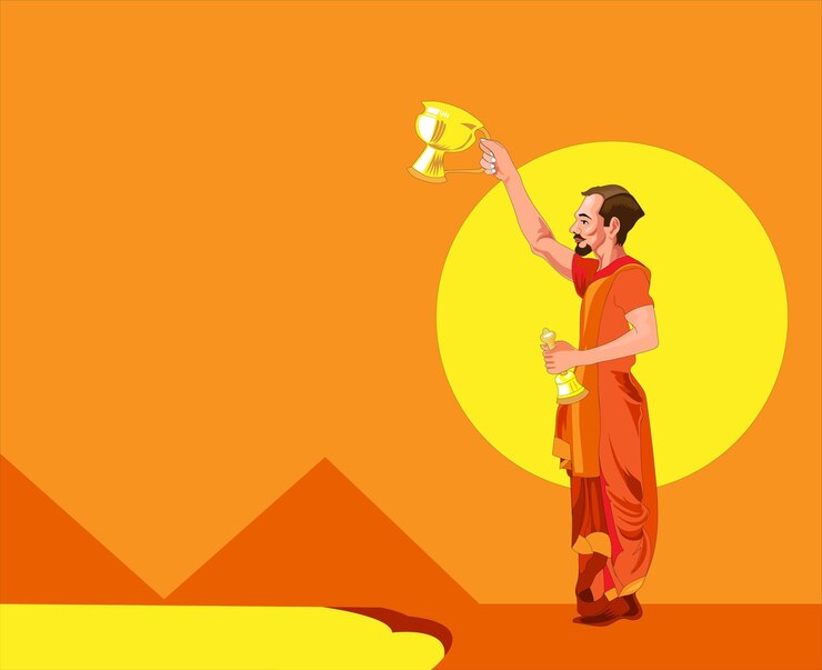 वेक्टर sadhu in water vector illustration