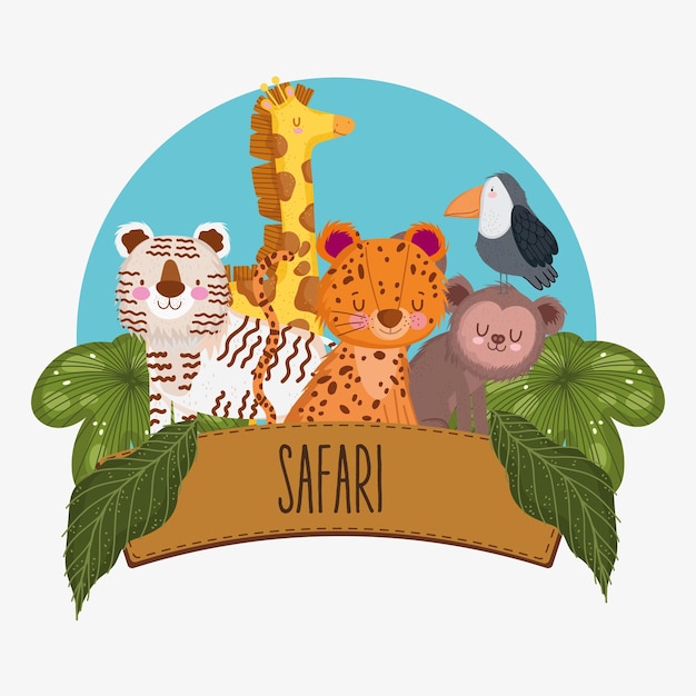 Vettore banner di animali safari