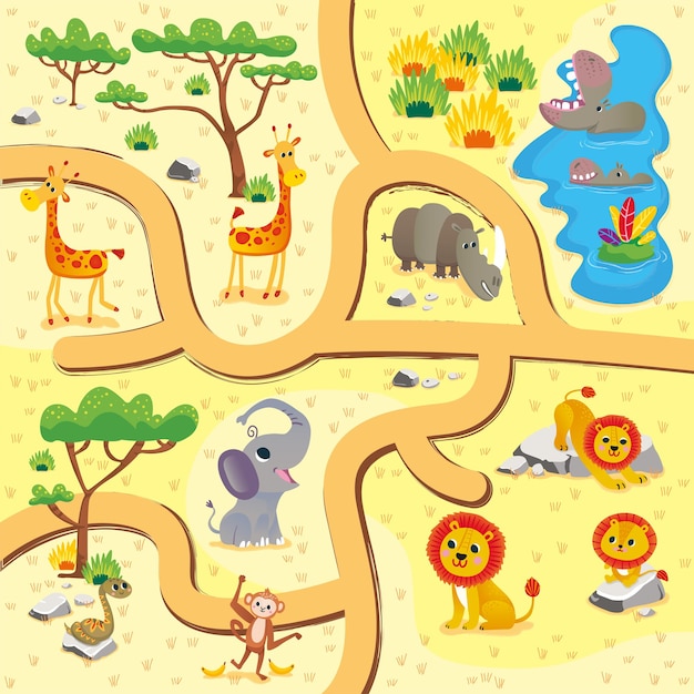 Premium Vector  Kid tour on the safari area design cartoon vector