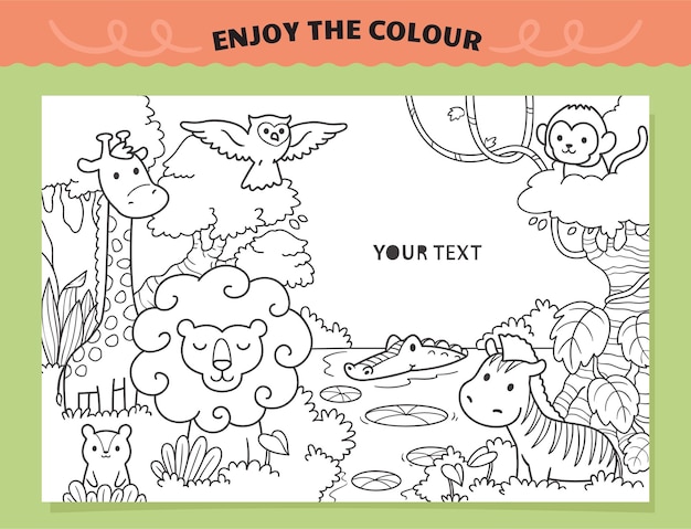 Safari animals wildlife coloring for kids