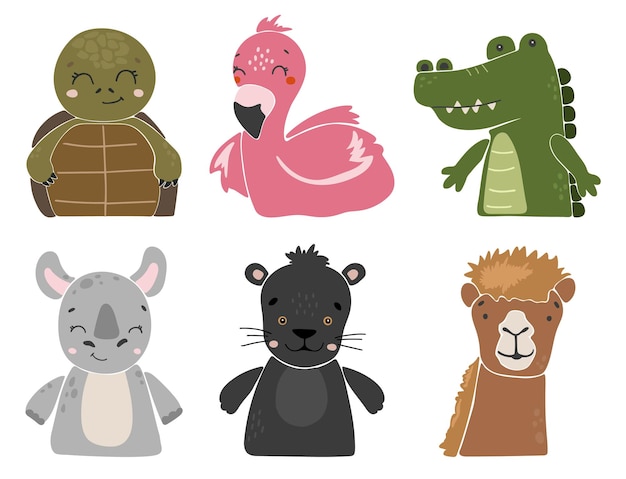 Safari dieren isolted vector Cute Animals collectie Safari Clipart Portret dierlijke vector