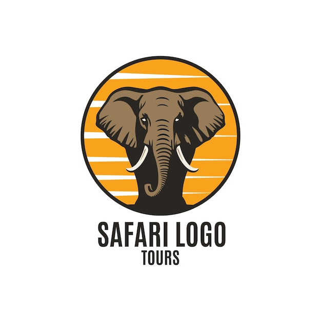 Vettore design del logo vettoriale di safari elephant