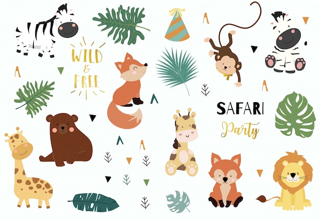 Set di oggetti safari
