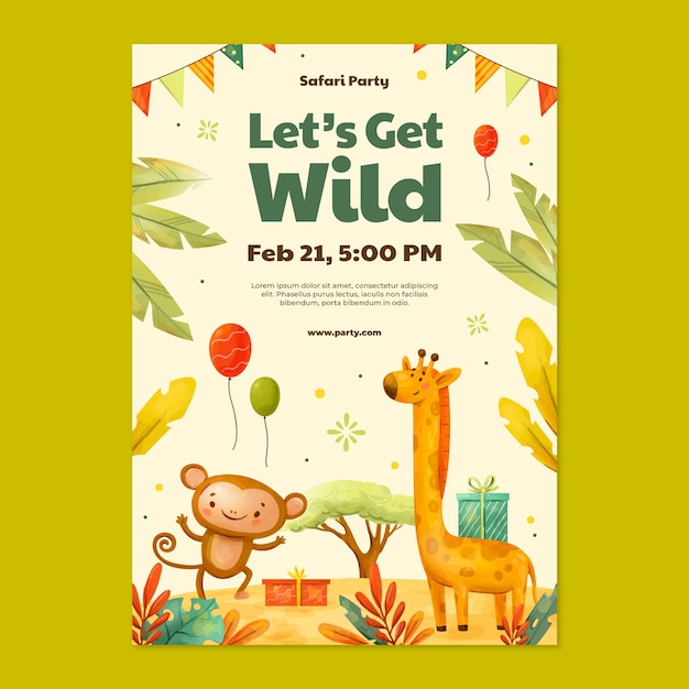 Vector safari party poster template